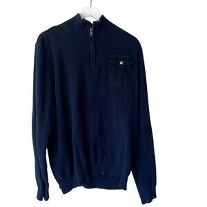 Tommy Hilfiger Men's Sweater 1/4 Zip Size XXL Navy Knit Popover Pullover Classic